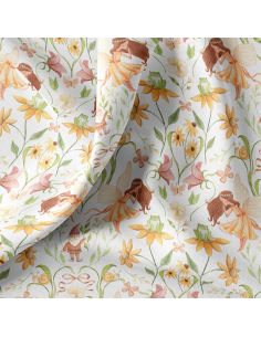 Tissu popeline de coton - Lulu blanc et jaune 2