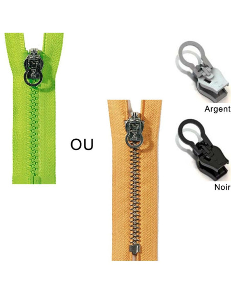 Curseur de remplacement clipsable ZlideOn 10A pour fermeture avec dents en plastique ou métal