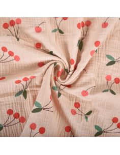 Tissu double gaze imprimé - Clafoutis 2