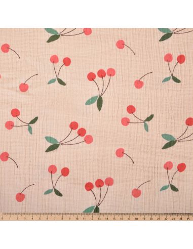 Tissu double gaze imprimé - Clafoutis