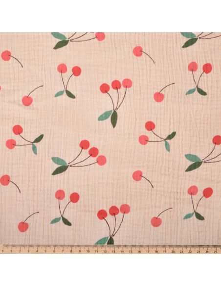 Tissu double gaze imprimé - Clafoutis