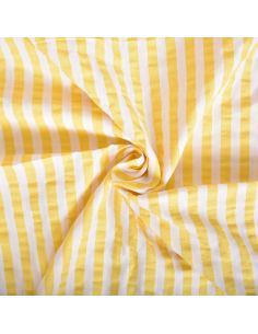 Tissu Seersucker à rayures larges - Blanc et jaune
