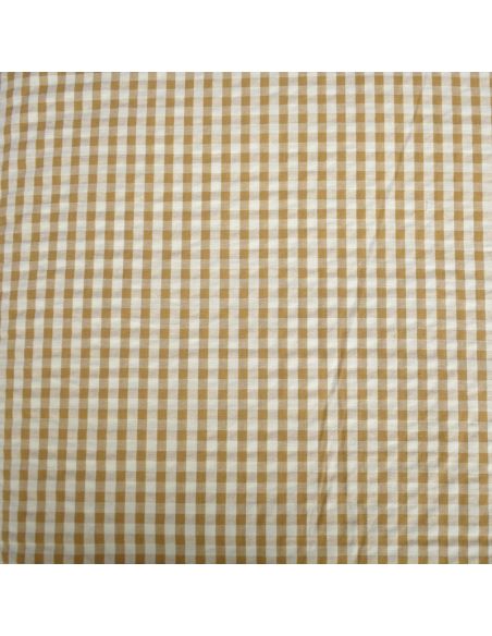 Tissu Seersucker à carreaux - Vert clair et bronze