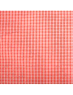 Tissu Seersucker à carreaux - Pêche et fraise 2