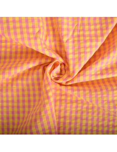 Tissu Seersucker à carreaux - Jaune et bonbon