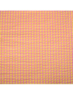 Tissu Seersucker à carreaux - Jaune et bonbon 2