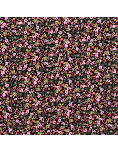 Tissu viscose fantaisie - Samfa orange et rose