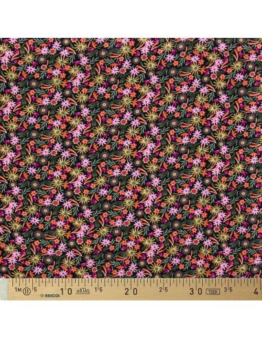 Tissu viscose fantaisie - Samfa orange et rose