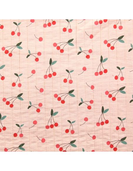 Tissu coton matelassé double face Clafoutis - Peau et cerise