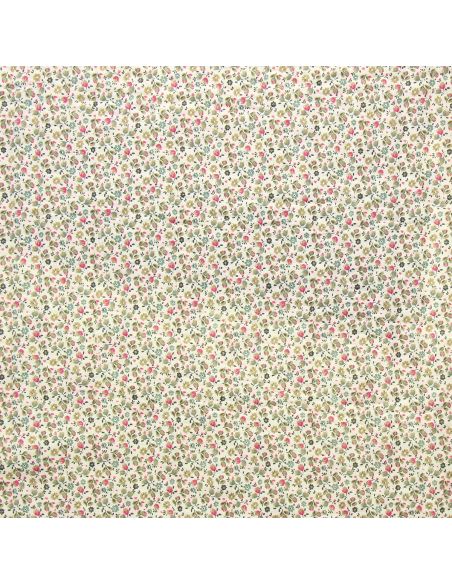 Tissu coton matelassé double face Molisa - Écru et rose