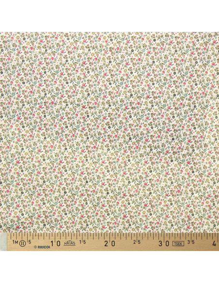 Tissu coton matelassé double face Molisa - Écru et rose