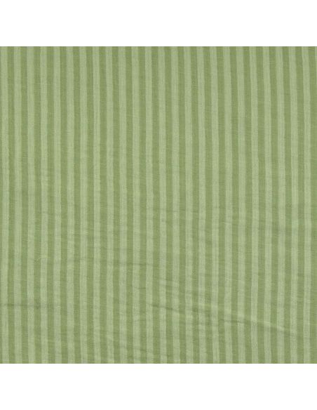 Tissu double gaze gaufrée rayures - Vert clair et amande