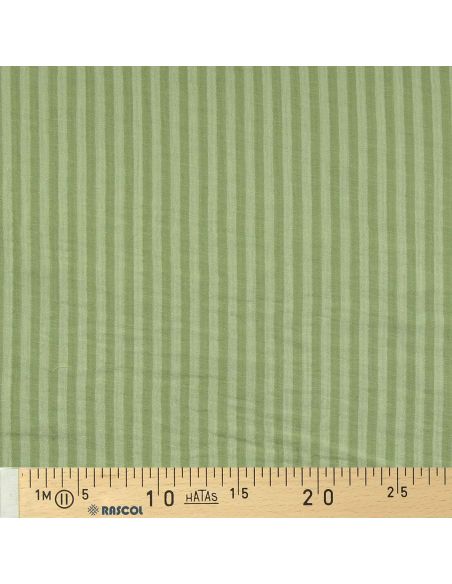 Tissu double gaze gaufrée rayures - Vert clair et amande