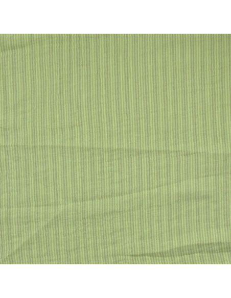 Tissu double gaze gaufrée rayures - Vert clair et amande