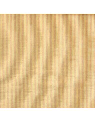 Tissu double gaze gaufrée rayures - Lemon et mangue