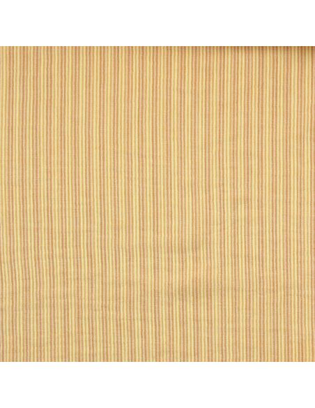 Tissu double gaze gaufrée rayures - Lemon et mangue