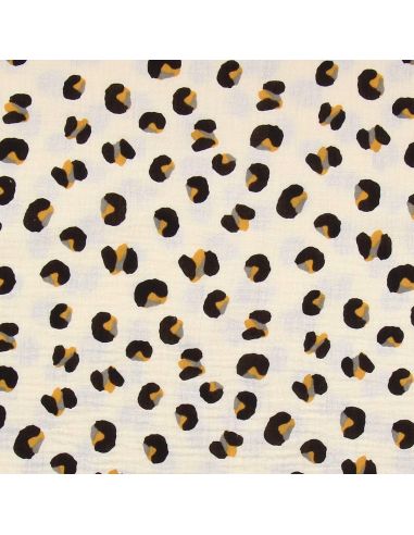 Tissu double gaze imprimé - Safari écru