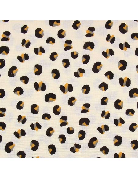 Tissu double gaze imprimé - Safari écru