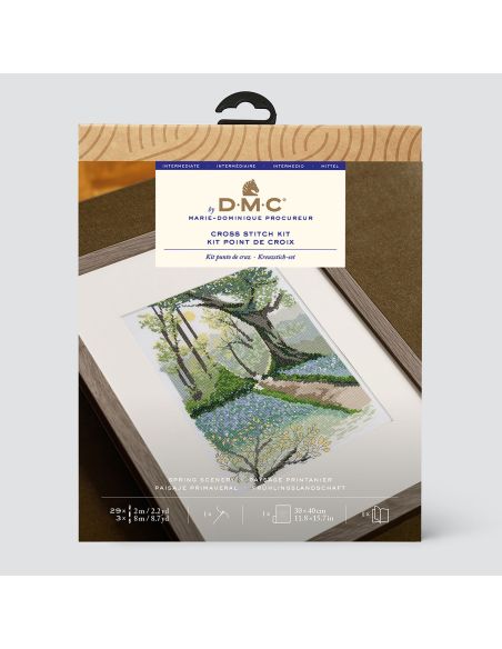 Kit broderie point de croix - Paysage printanier