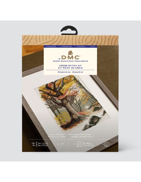 Kit broderie point de croix - Paysage automnal