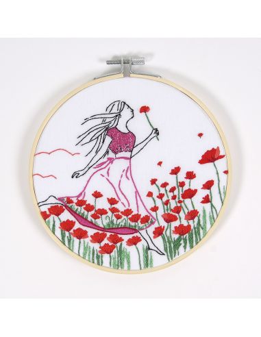 Kit broderie - Coquelicots romantiques
