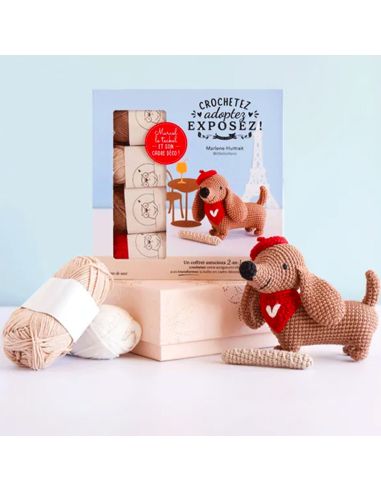 Coffret crochetez adoptez exposez - Marcel le teckel