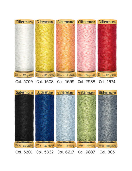 Set de 10 fils à coudre coton Gütermann - Vif