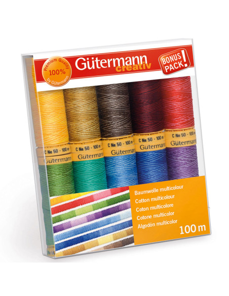Set de 10 fils à coudre coton Gütermann - Multicolore