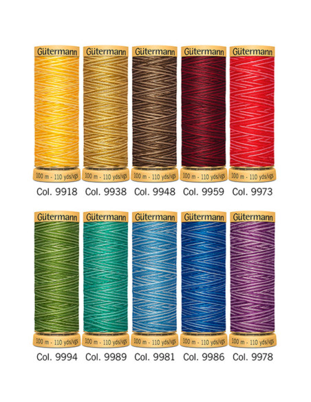 Set de 10 fils à coudre coton Gütermann - Multicolore