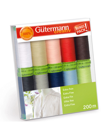 Set de 10 fils à coudre polyester Gütermann - Extra fin