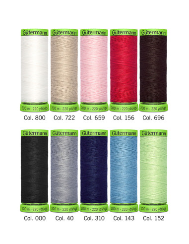 Set de 10 fils à coudre polyester Gütermann - Extra fin