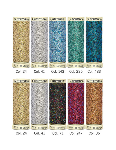 Set de 10 fils à coudre Gütermann - Fil effet métallisé