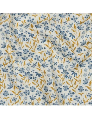 Tissu popeline de coton Romy - Bleu