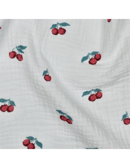Tissu double gaze imprimé - Cerises