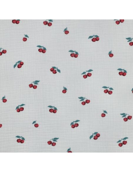 Tissu double gaze imprimé - Cerises
