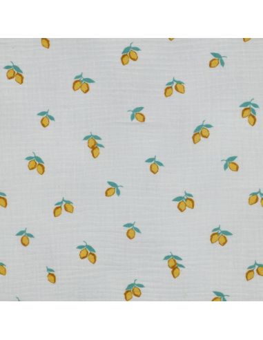 Tissu double gaze imprimé - Citrons