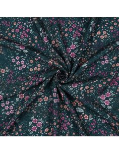 Tissu viscose - Fleurette verte