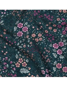 Tissu viscose - Fleurette verte 2