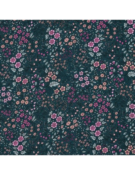 Tissu viscose - Fleurette verte