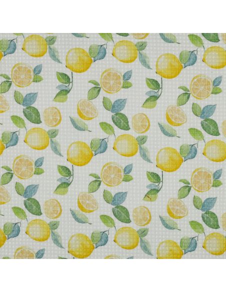 Tissu torchon nid d´abeille d'imprimé - Citrons