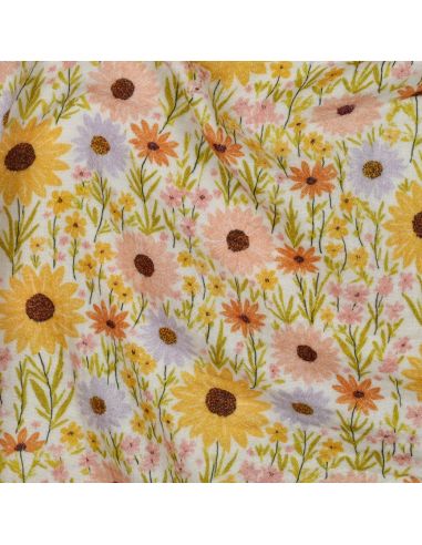 Tissu double gaze imprimé - Champs de tournesol