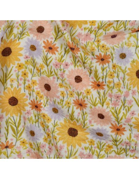 Tissu double gaze imprimé - Champs de tournesol
