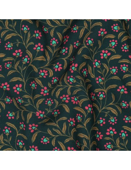 Tissu viscose - Ornements vert
