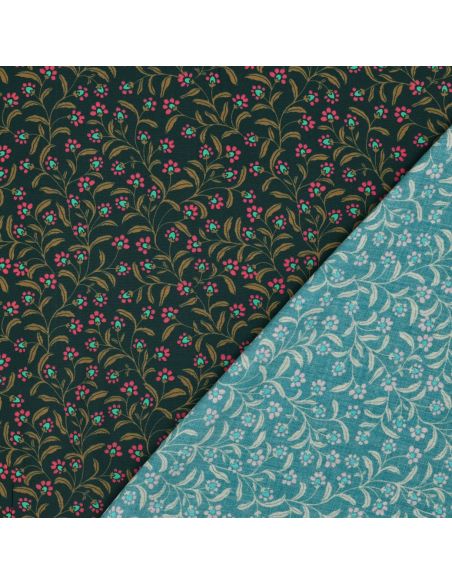 Tissu viscose - Ornements vert