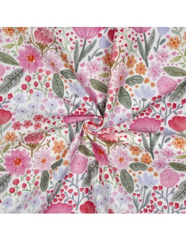 Tissu double gaze imprimé - Champs de fleurs