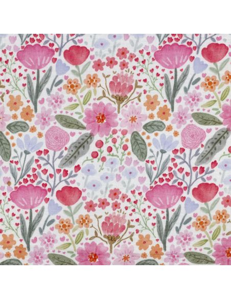 Tissu double gaze imprimé - Champs de fleurs