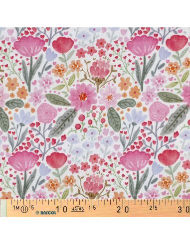 Tissu double gaze imprimé - Champs de fleurs