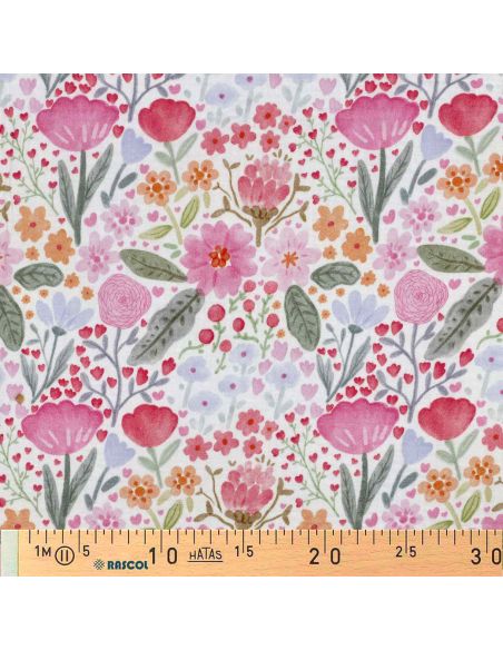 Tissu double gaze imprimé - Champs de fleurs