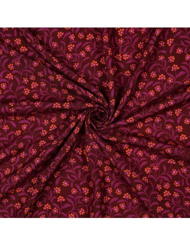 Tissu viscose - Ornements bordeaux
