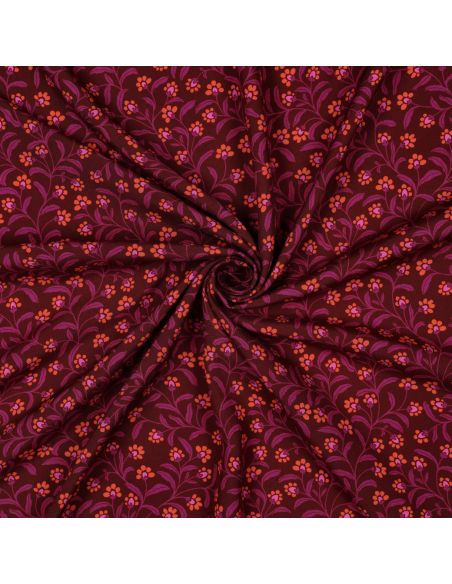 Tissu viscose - Ornements bordeaux